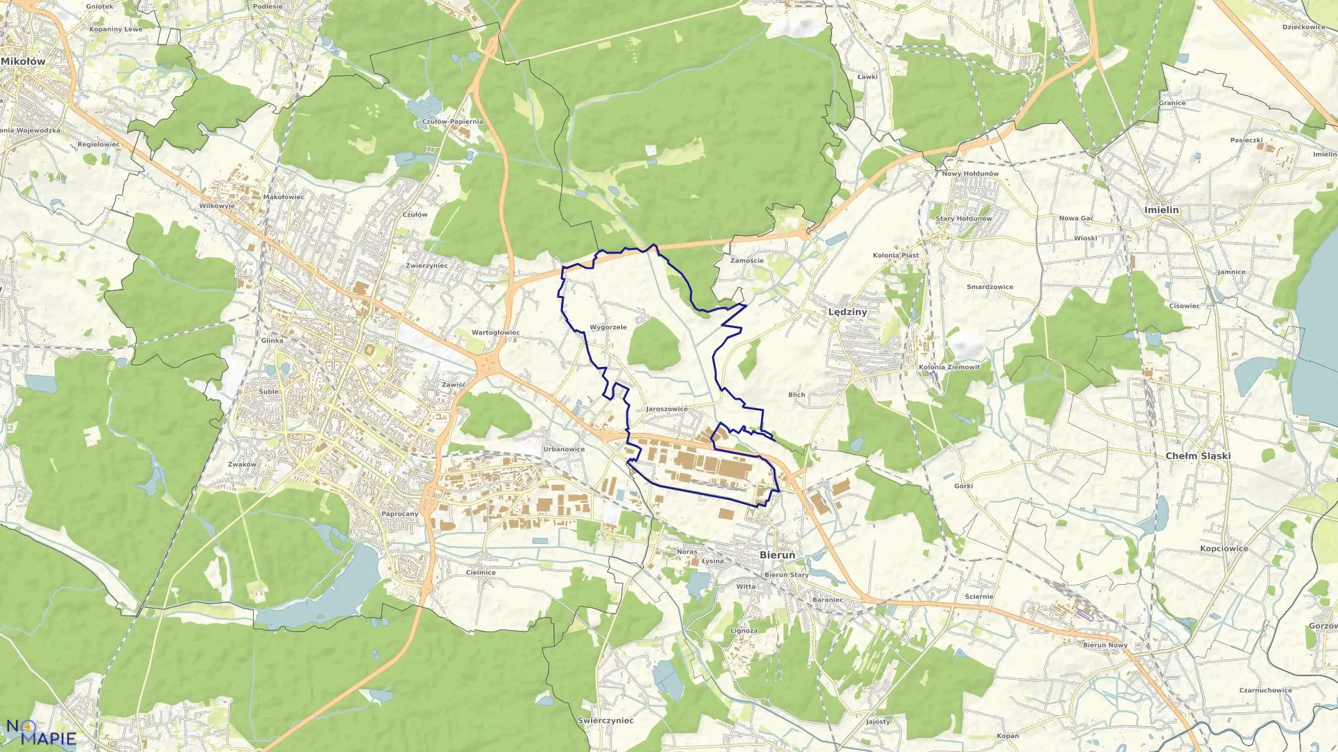 Mapa obrębu Jaroszowice w mieście Tychy
